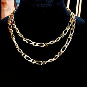 Vintage MONET Goldtone Metal Link Long  Chain Necklace